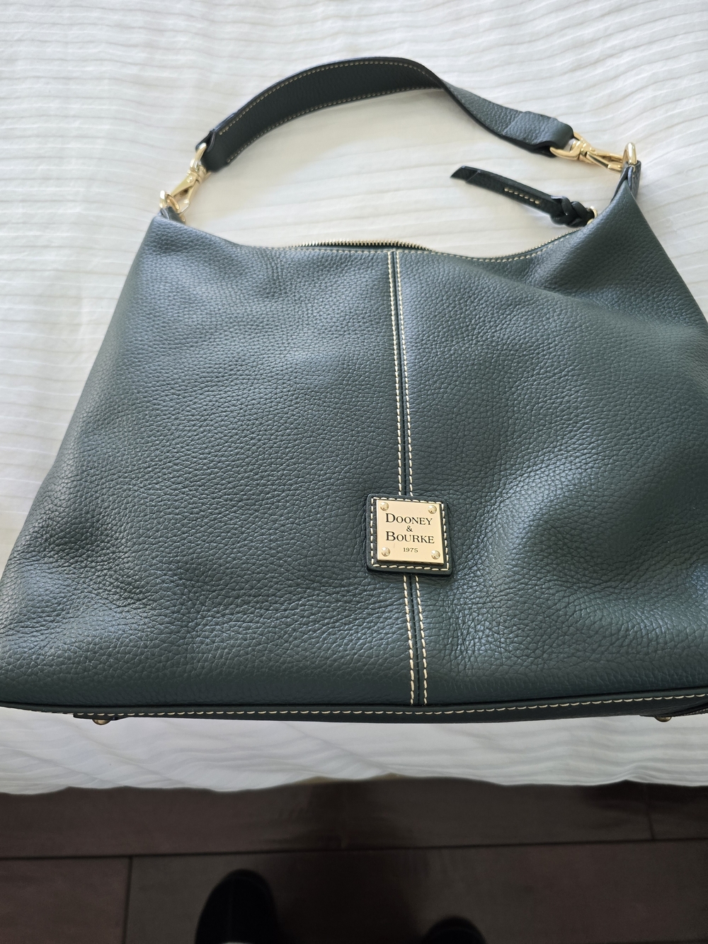 Dooney & Bourke Pebble Leather Hobo Shoulder Bag in Dark Green